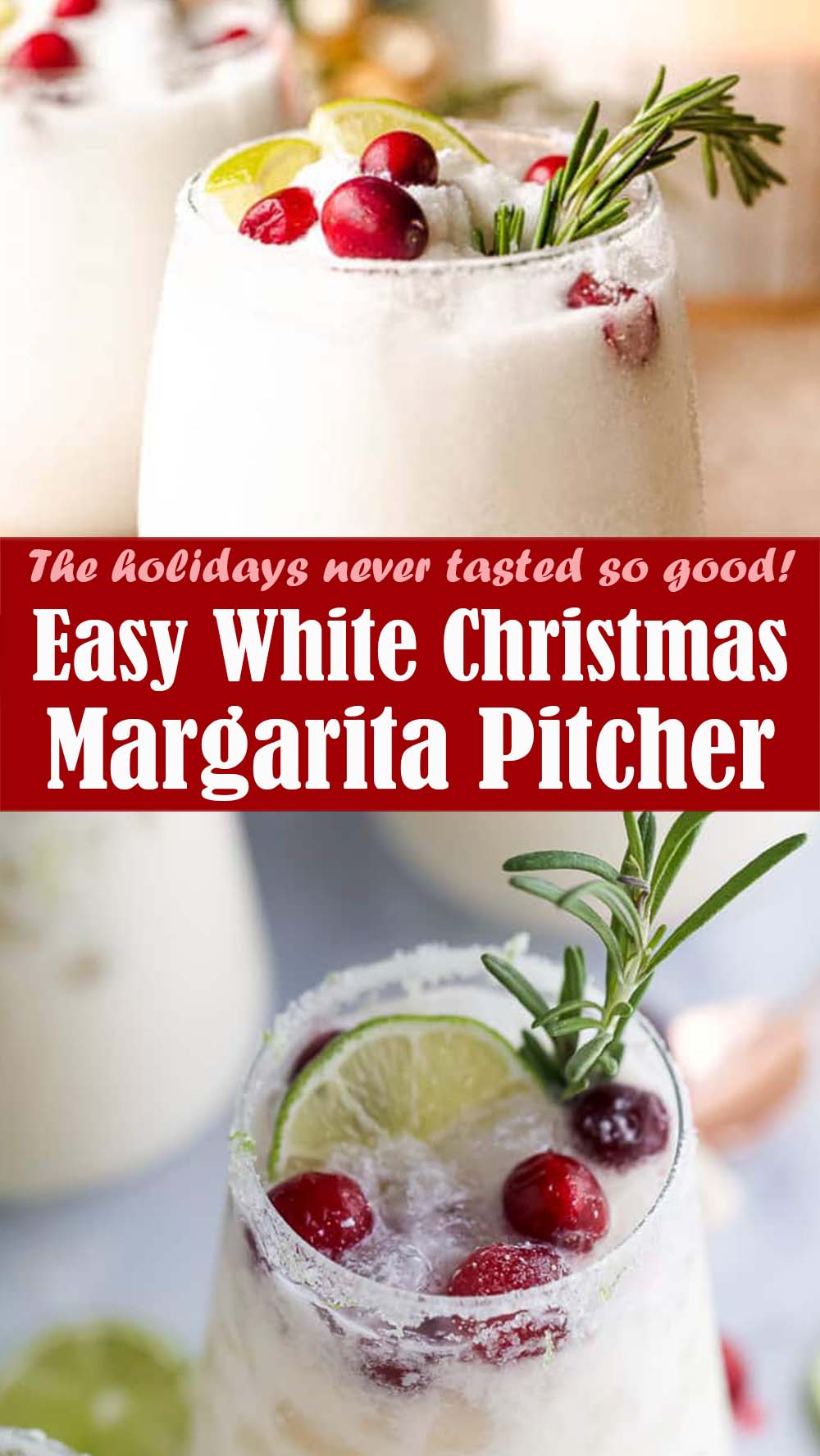 Super Easy White Christmas Margarita Pitcher