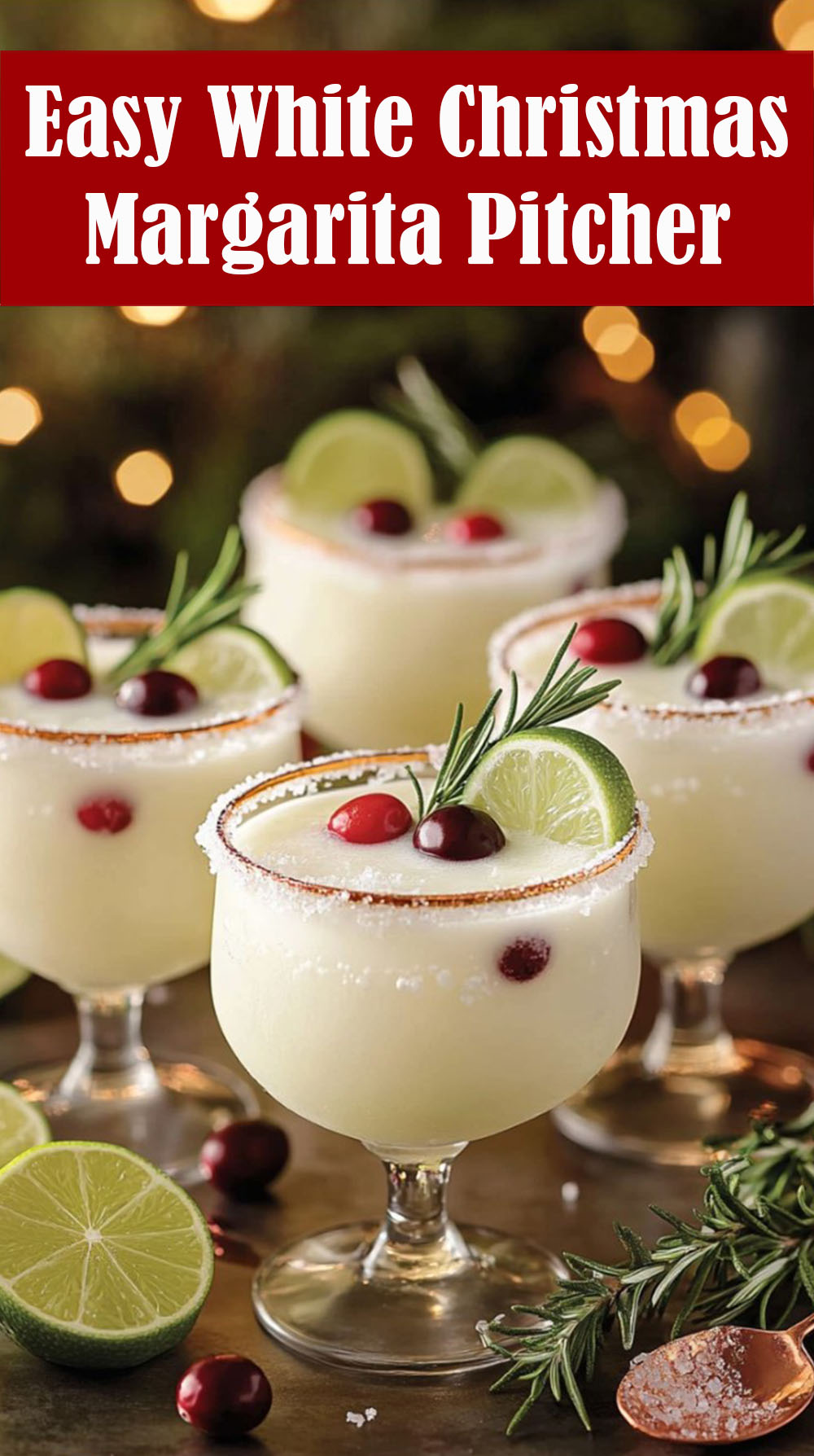 Super Easy White Christmas Margarita Pitcher