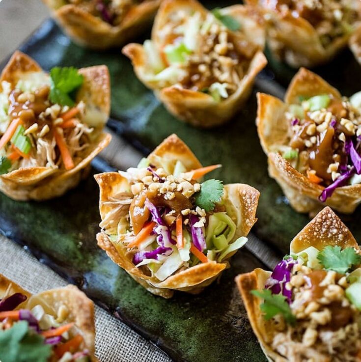 Thai Chicken Salad Wonton Cups