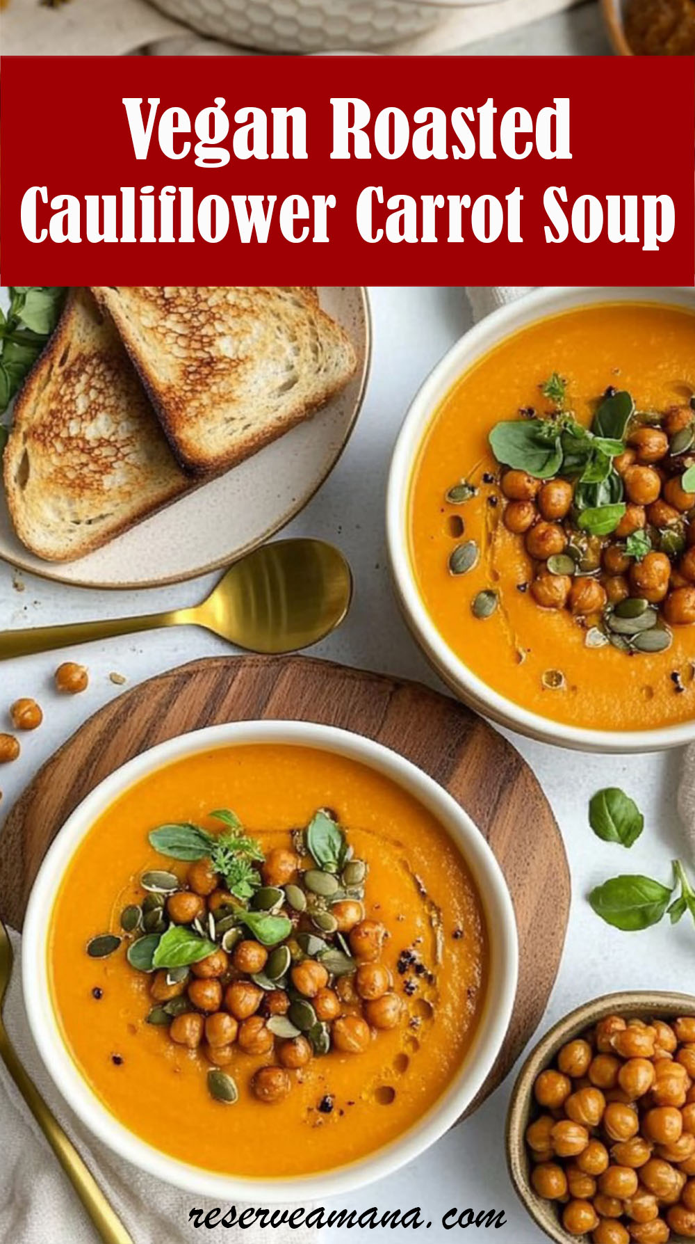 Vegan Roasted Cauliflower Carrot Soup